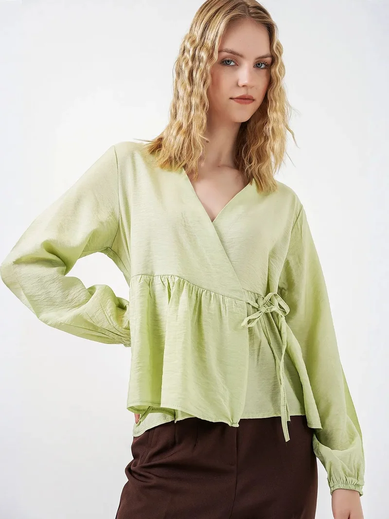 بيغ دارت BDART V-Neck Tie Detail Crepe Wrap Blouse