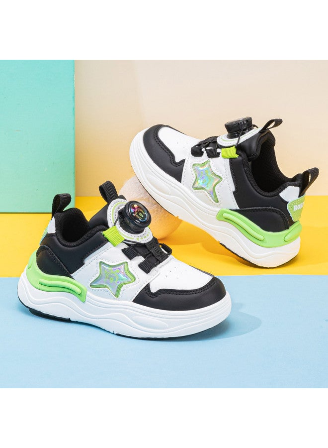 Babu Bean Knob Buckle Children's Casual Shoes】back-to-school Season Spring/autumn White Sneakers For Boys And Girls, Big Kids' Canvas Shoes, Sports Shoes - Image 4