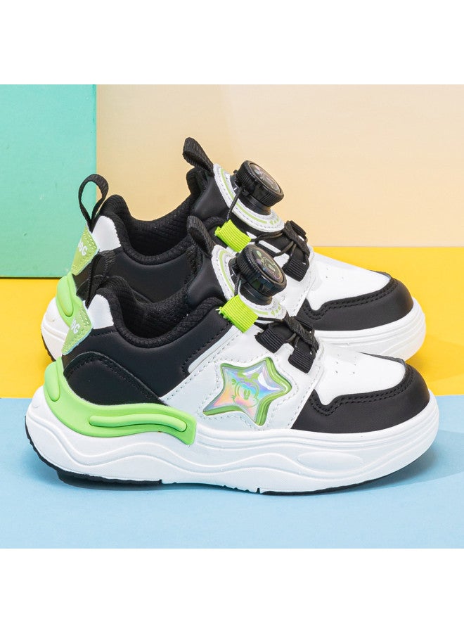 Babu Bean Knob Buckle Children's Casual Shoes】back-to-school Season Spring/autumn White Sneakers For Boys And Girls, Big Kids' Canvas Shoes, Sports Shoes - Image 3