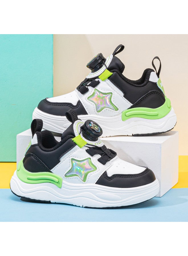 Babu Bean Knob Buckle Children's Casual Shoes】back-to-school Season Spring/autumn White Sneakers For Boys And Girls, Big Kids' Canvas Shoes, Sports Shoes - Image 2