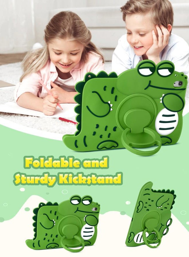 Wazzasoft for iPad 10th Generation Case 10.9 Inch Girls Cute Girls Boys Kawaii Cover Girly 3D Cartoon Women with Rotating Handle Stand & Strap Soft Silicon Green Funda for Apple iPad 10th Gen Cases - Image 5