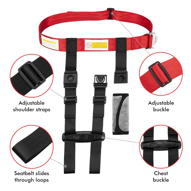 Duythy Child Airplane Safety Travel Harness Travel Accessories for Kids Baby Safety Travel Restraints Leash Safety Harness for Aviation Travel Use - Image 2