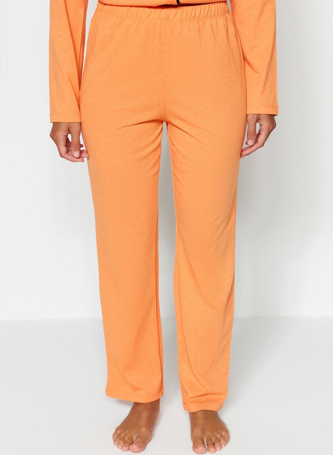 Orange Cotton Panda Printed Shirt-Pants Knitted Pajamas Set THMAW21PT0245