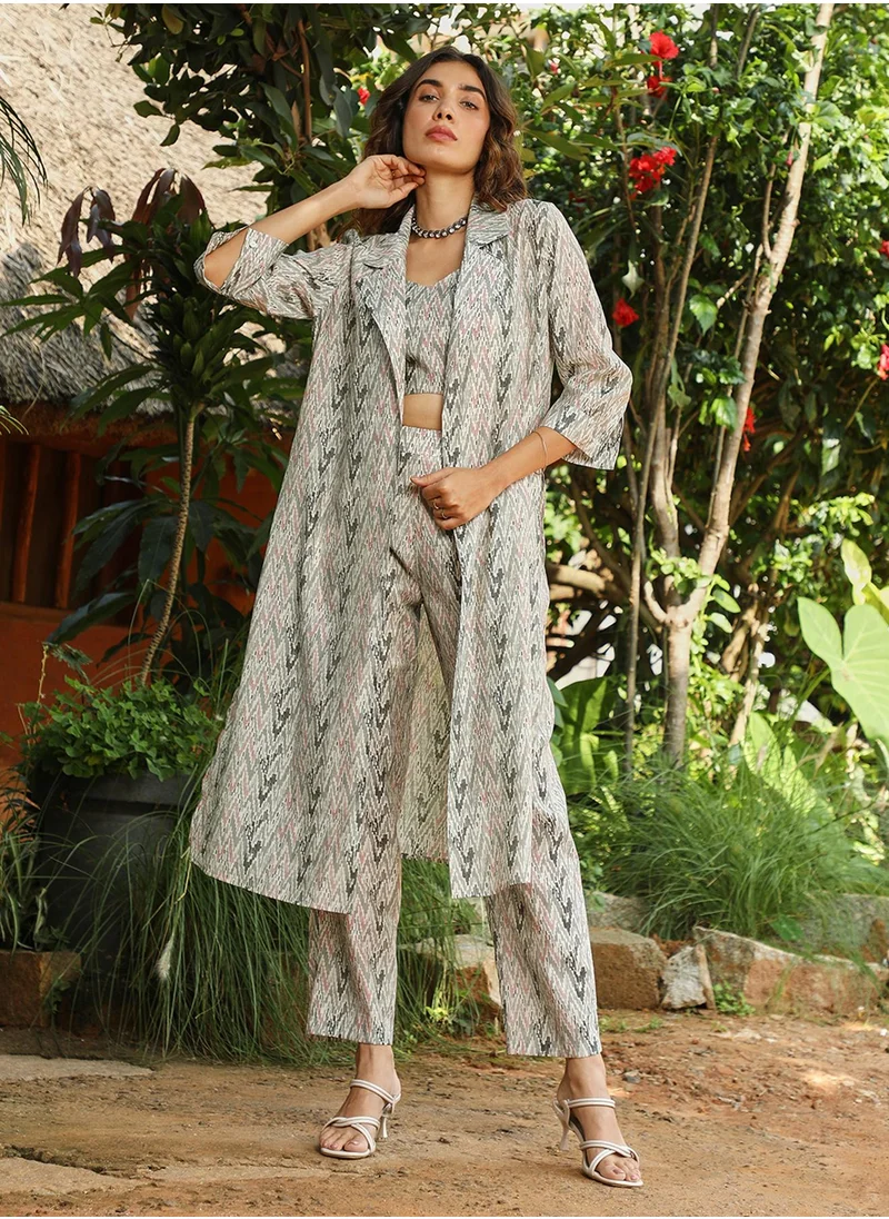  قصة Women's Multicolour Ikkat Co-Ord Set