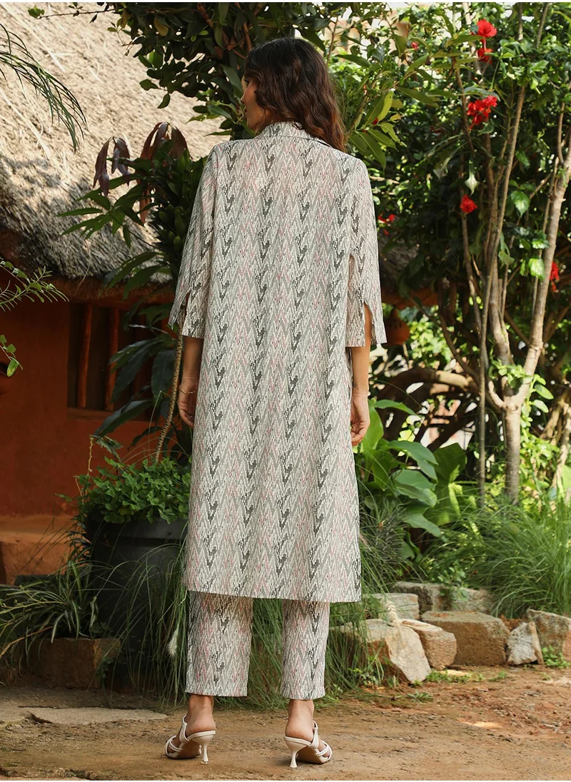  قصة Women's Multicolour Ikkat Co-Ord Set