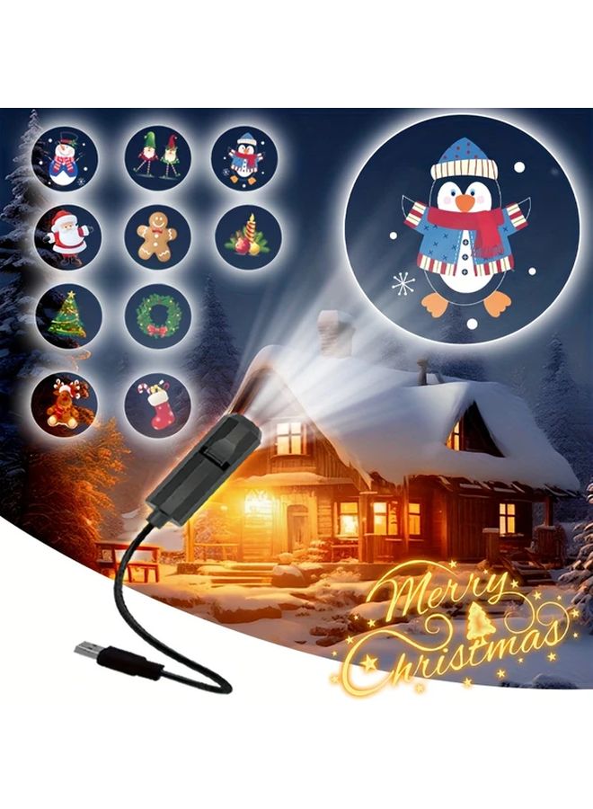 Christmas Projection Lights 1 Light 6 Pattern 360 Rotating LED Projector Outdoor Holiday Decorations - Image 3