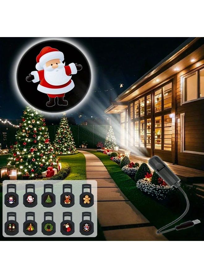 Christmas Projection Lights 1 Light 6 Pattern 360 Rotating LED Projector Outdoor Holiday Decorations - Image 2