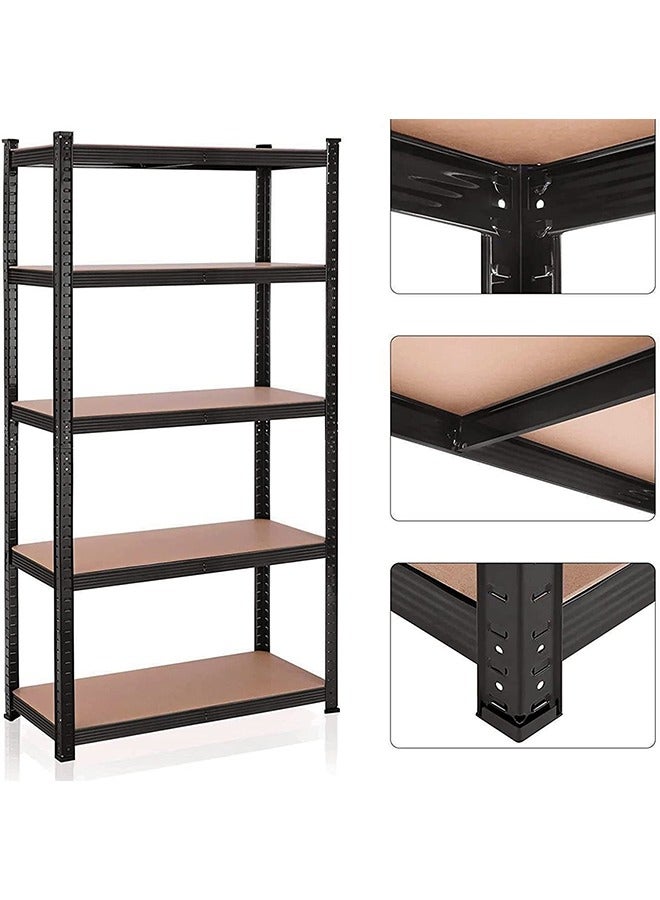 بيوينتي 5 رف معدني جسم تخزين رف منظم 86 × 36 × 183 سم رفوف سعة كبيرة وحدة رفوف معدنية ثقيلة للمراج مطبخ القبو مخزن - Image 3