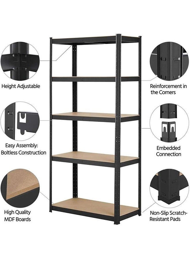 بيوينتي 5 رف معدني جسم تخزين رف منظم 86 × 36 × 183 سم رفوف سعة كبيرة وحدة رفوف معدنية ثقيلة للمراج مطبخ القبو مخزن - Image 4