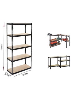 Beauenty 5 Shelf Metal Body Storage Rack Organizer 86 X 36 X 183 cm  Large Capacity Shelves Heavy Duty Metal Shelving Unit  For Garage Kitchen Basement  Pantry  - Image 2