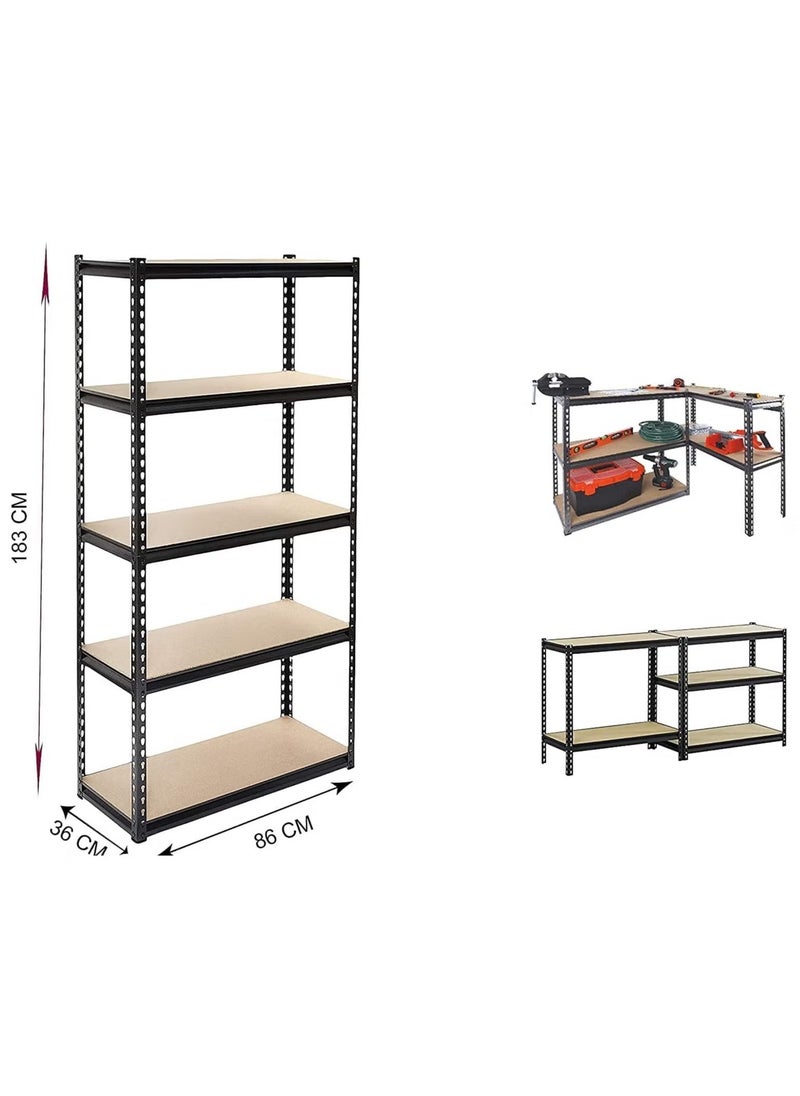 Beauenty 5 Shelf Metal Body Storage Rack Organizer 86 X 36 X 183 cm  Large Capacity Shelves Heavy Duty Metal Shelving Unit  For Garage Kitchen Basement  Pantry  - Image 2