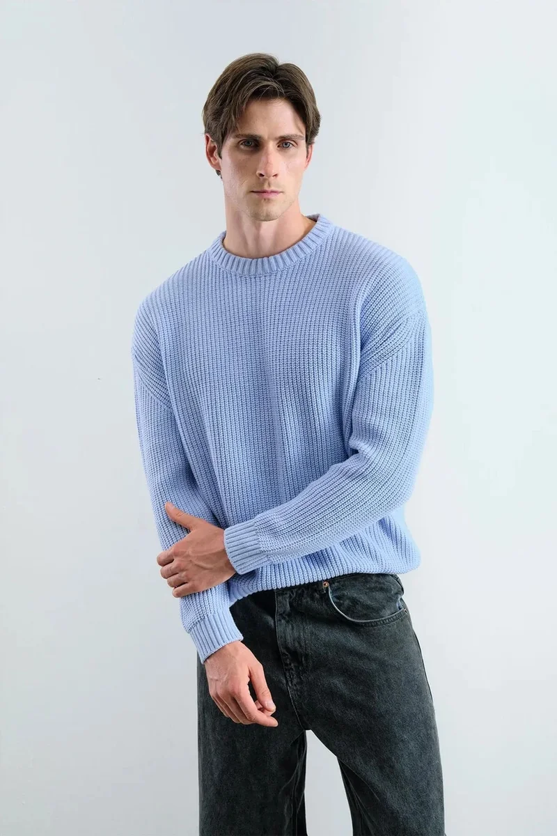 GIESTO Comfort Fit Ribbed Crew Neck Sweater