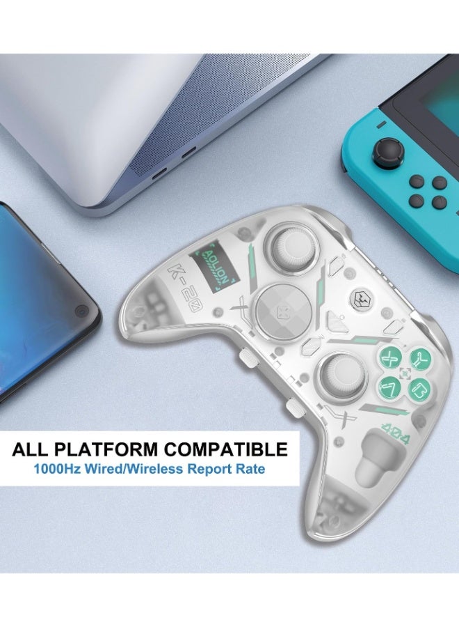 AOLION K20 PC Controller,Bluetooth Controller with Hall Triggers,Hall Joysticks,RGB Light,for PC/Switch/iOS/Android 1000mAh with Charging Dock. - Image 3