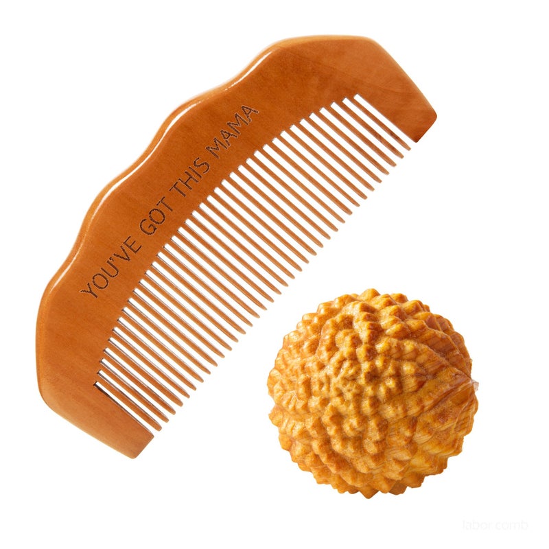 FSYQUAST Birth Comb Acupressure Massage Ball Set - Wooden Labor Comb Natural Labor and Delivery Essentials, Mom to Be Gift, New Mom Gifts for Labor Pain Relief - Image 1