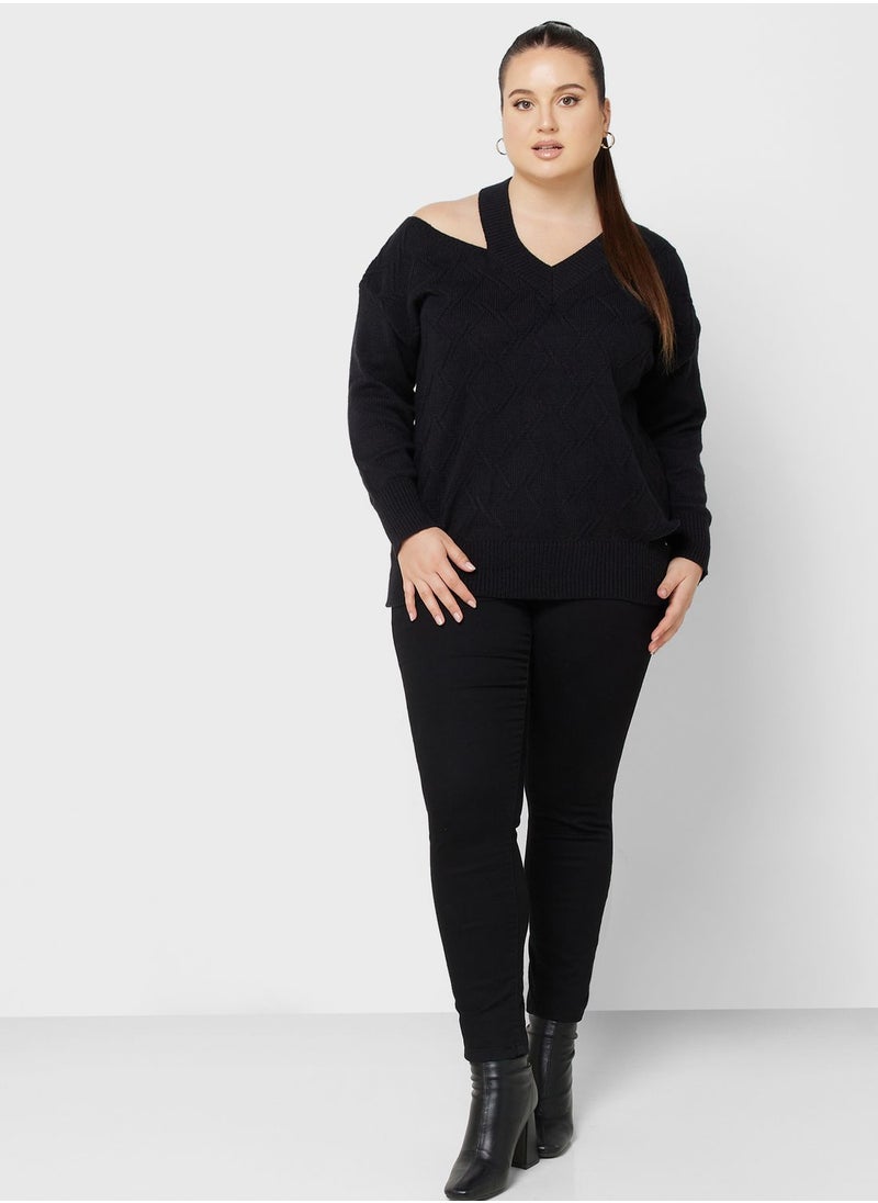 Ella Plus - Cutout Strap Detail Sweater - Image 1
