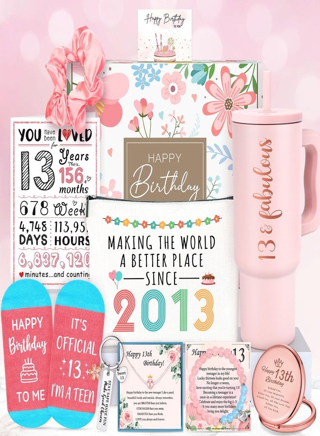 YENCHORN 13th Birthday Gifts for Girls 13 Year Old Girl Birthday Gift for 13 Years Old Girl Gifts Trendy Stuff Cool Things for 13 Year Olds Teen Girls Teenager Happy 13th Decorations Present Ideas with Tumbler - Image 1