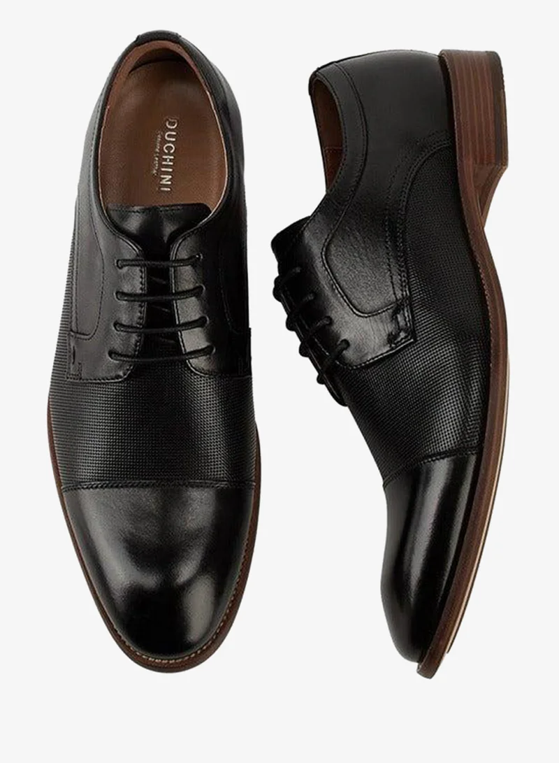 DUCHINI Men's Solid Lace-Up Derby Shoes