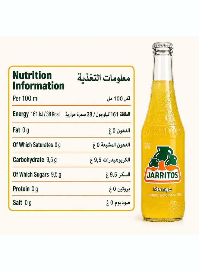 Jarritos Mango Flavour Mexican Carbonated Soft Drink Soda in Glass Bottles, Tropical Fruity Fizzy Refreshing Beverage, 370 ml Each, Made in Mexico Since 1950, Case Pack of 24 - Image 3