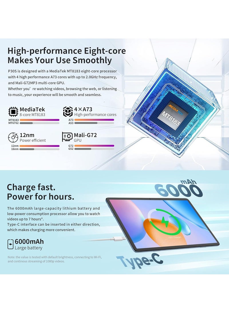 Teclast P30S Tablet 10.1 Inch 1280x800 IPS Android 12 4GB RAM 64GB ROM MT8183 8 cores GPS Type-C 6000mah Metal - Image 5