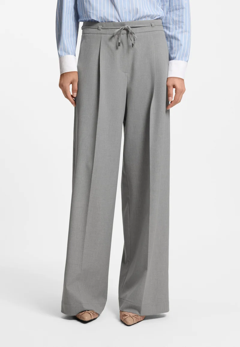 HUGO Regular-fit wide-leg trousers in melange stretch fabric