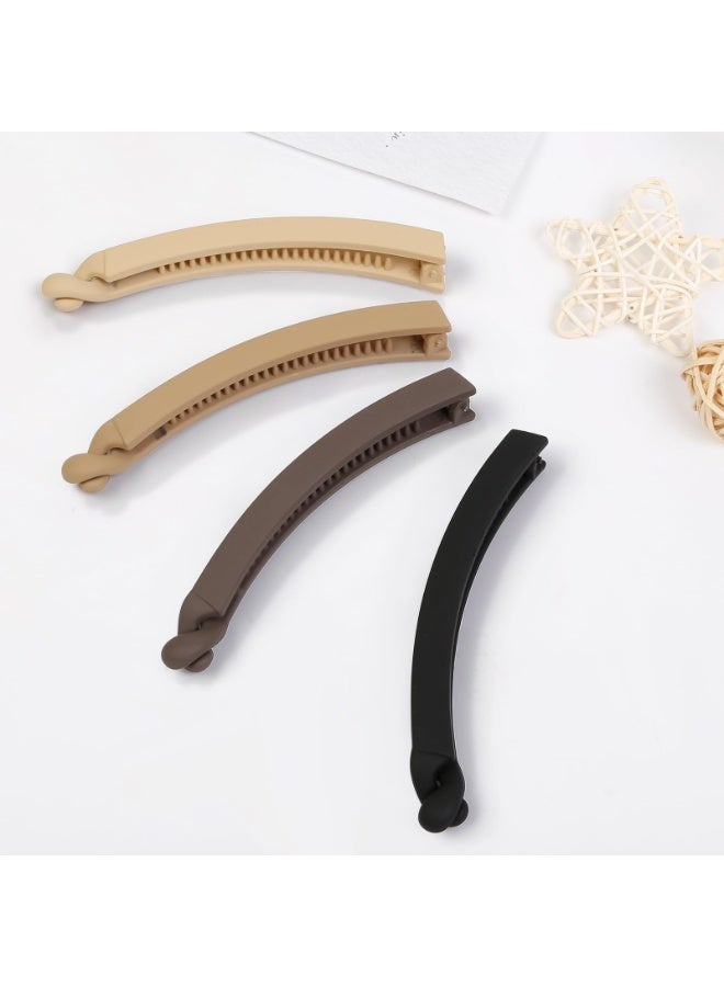 4 قطع من مشابك الموز للنساء والفتيات، مشابك شعر الموز غير اللامعة للشعر السميك الرقيق، مشابك شعر الموز غير القابلة للانزلاق، إكسسوارات شعر ذيل الحصان القوية، مشبك مخلب لطيف بلون سادة - Image 4