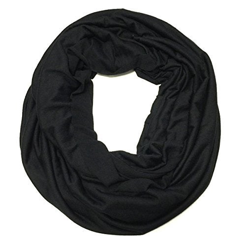 Wrapables Soft Jersey Knit Infinity Scarf, Black - Image 1