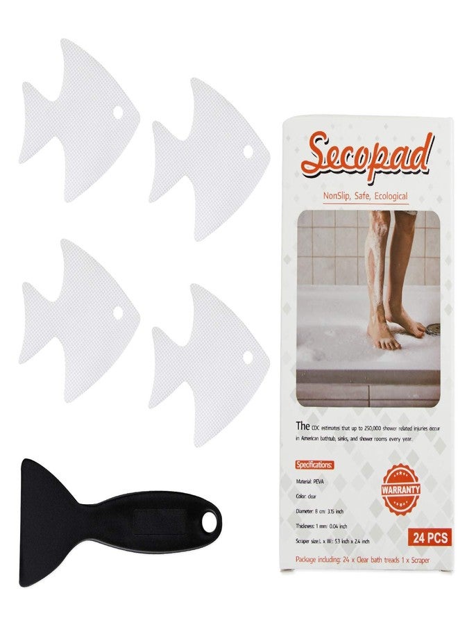 Secopad Bathtub Stickers Non-Slip, 24 PCS Safety Shower Treads Adhesive Appliques with Premium Scraper - Image 1