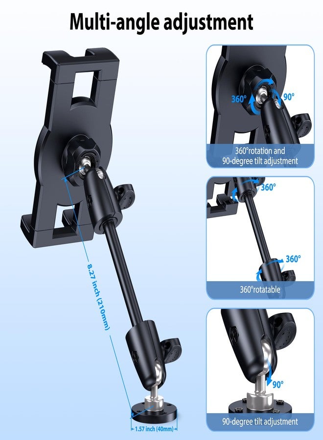 CreaDream Tablet Holder for Car, Aluminum Tablet Mount for Truck, Angle Adjustable with Drill Base, iPad Car Holder for Dashboard, Wall, Boat, Vehicle, Compatible with 4.7"-13" Tablets, iPads, Phones - Image 4