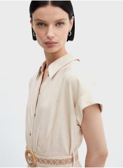 MANGO Belted Button Down Shirt Dress  - Image 3