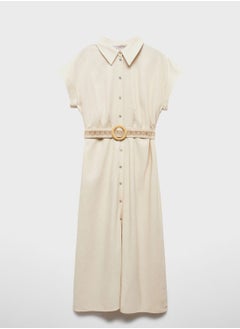 MANGO Belted Button Down Shirt Dress  - Image 5