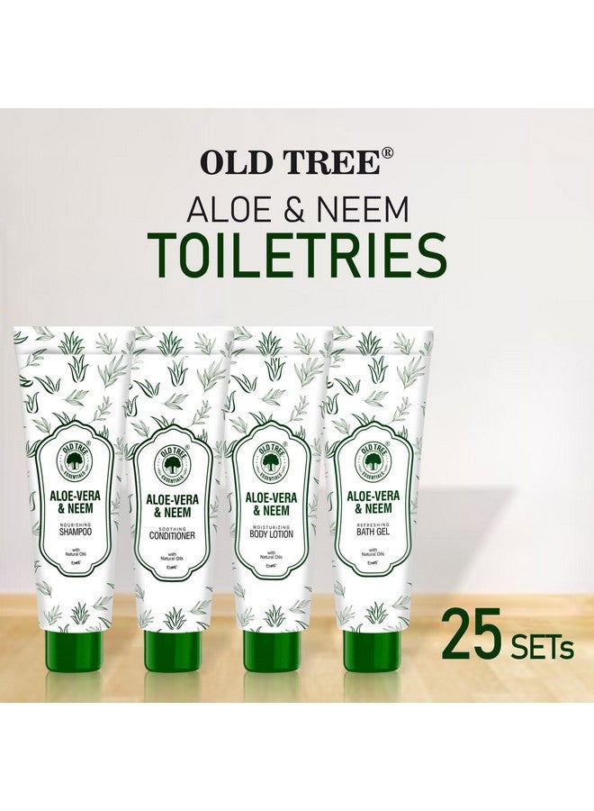 Old Tree شامبو الألوة نيم من شجرة قديمة، بلسم، جل استحمام، مرطب، أنبوب مستحضرات 20 مل، (مجموعة من 25، إجمالي 100 قطعة) | مجموعة مستحضرات فاخرة للفنادق للضيوف | ملحقات الفنادق | قاعة الزفاف | منتجع | مجموعة السفر - Image 2