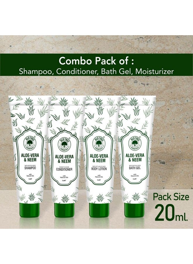 Old Tree شامبو الألوة نيم من شجرة قديمة، بلسم، جل استحمام، مرطب، أنبوب مستحضرات 20 مل، (مجموعة من 25، إجمالي 100 قطعة) | مجموعة مستحضرات فاخرة للفنادق للضيوف | ملحقات الفنادق | قاعة الزفاف | منتجع | مجموعة السفر - Image 4