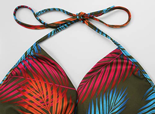 sexycherry Two Piece Outfits for Women Sexy Halter Bandage Top Straight Long Pants Green Vacation Beach Swimwear Cover Ups Sets(Large) - Image 4