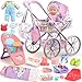 YIYBM Baby Doll Stroller Playset for Girls Toddlers 35 46 57 Year Old to Play House Games Stroller Toy with 125 Baby Doll Dining Chair Quilt Pillow 24 PCS Doll Accessories and 2 Sets Clothes - Image 2
