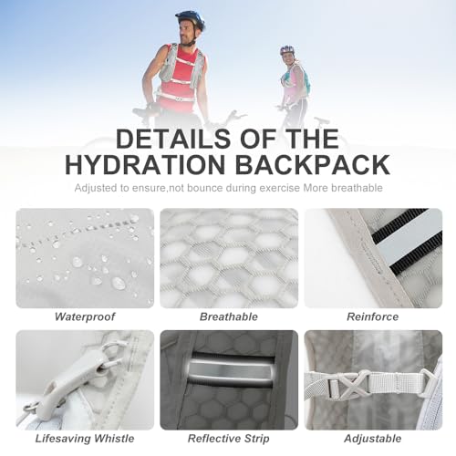 INOXTO Hydration Pack Backpack ，Water Backpack with 2L Leakproof Water Bladder, Running Hydration Vest for Man, Daypack for Cycling Motocross Climbing Trail Running - Image 3