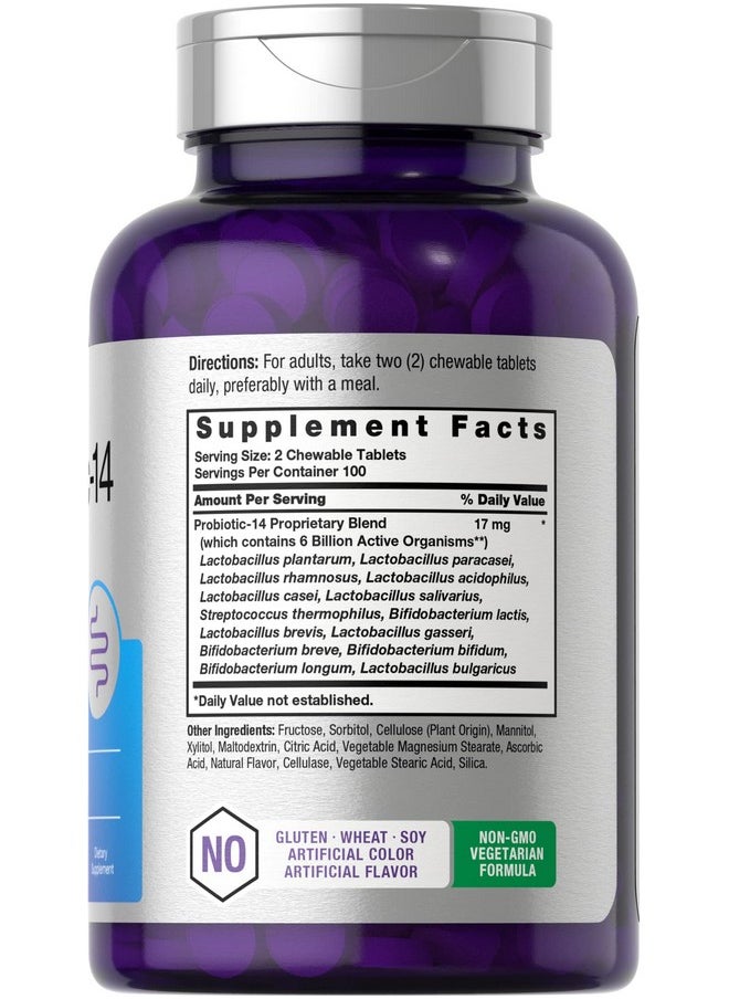 Horbaach Horbäach Probiotics 6 Billion CFUs | 200 Chewable Tablets | 14 Probiotic Strains | Vegetarian, Non-GMO & Gluten Free Supplement for Men & Women  - Image 2