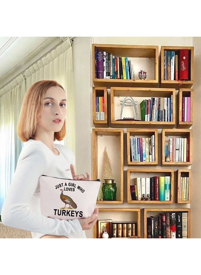 LEVLO Turkeys Animal Cosmetic Make Up Bag Turkey Lover Gift Idea Just a Girl Who Loves Turkeys Makeup Zipper Pouch Bag For Women Girls, Who Loves Turkeys - Image 5