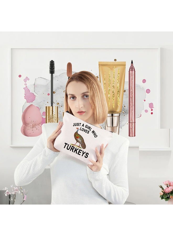 LEVLO Turkeys Animal Cosmetic Make Up Bag Turkey Lover Gift Idea Just a Girl Who Loves Turkeys Makeup Zipper Pouch Bag For Women Girls, Who Loves Turkeys - Image 2