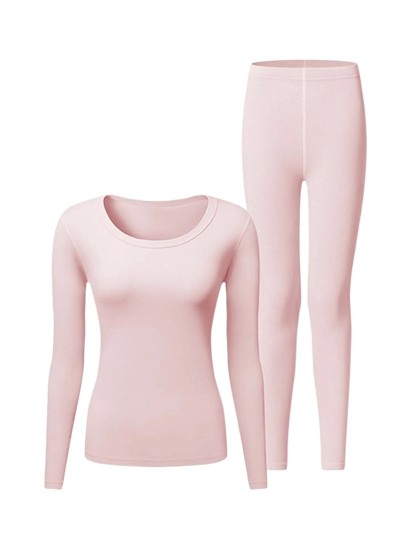 Thermal Underwear for Women, Long Johns Set Long Sleeves Free Cut Fleece Lined Tops Bottoms Base Layer for Cold Weather - Image 1