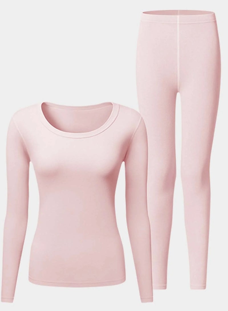 Thermal Underwear for Women, Long Johns Set Long Sleeves Free Cut Fleece Lined Tops Bottoms Base Layer for Cold Weather - Image 2