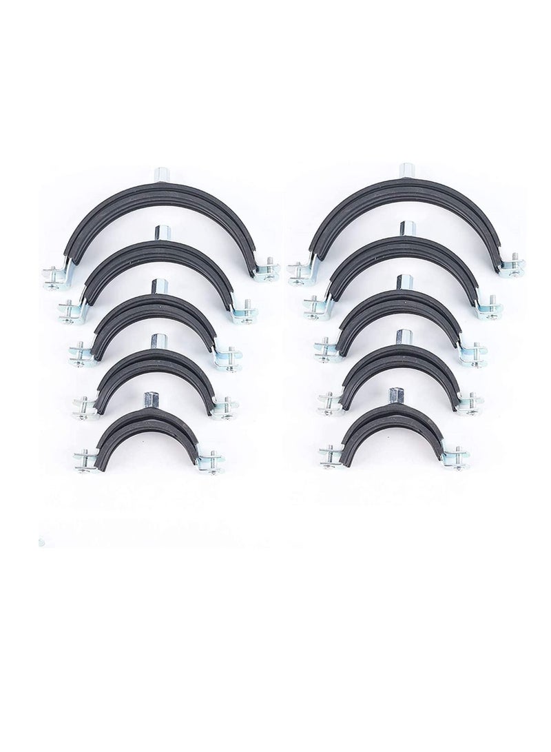 Heavy Duty Adjustable Two-screw Pipe Galvanized Iron (GI) Clamp with Rubber Lined or Unlined for Wall Ceiling Mount Pipe Supports, Split Ring Hanger (4 Inch, Pack of 10)  - Image 2