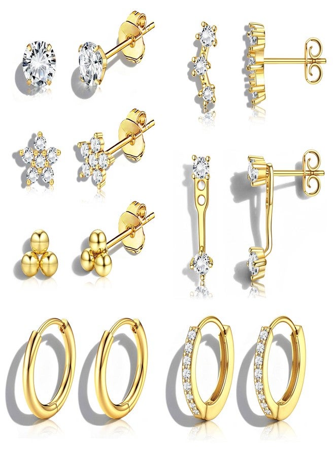 جي ستايل أقراط دائرية من Jstyle مضادة للحساسية مطلية بالذهب عيار 14 قيراطًا للنساء - أقراط جراحية من الفولاذ المقاوم للصدأ، مجموعات أقراط غضروفية صغيرة، مجموعات أقراط هاجي أنيقة لمجوهرات ثقب متعددة - Image 1