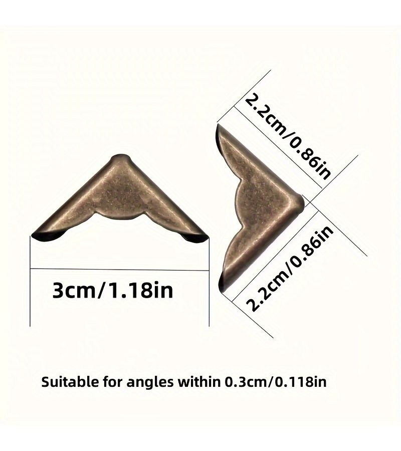 16 Vintage Style Bronze Triangle Corner Protectors For Album Edge Guards - Image 3