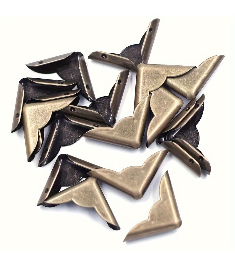 16 Vintage Style Bronze Triangle Corner Protectors For Album Edge Guards - Image 2