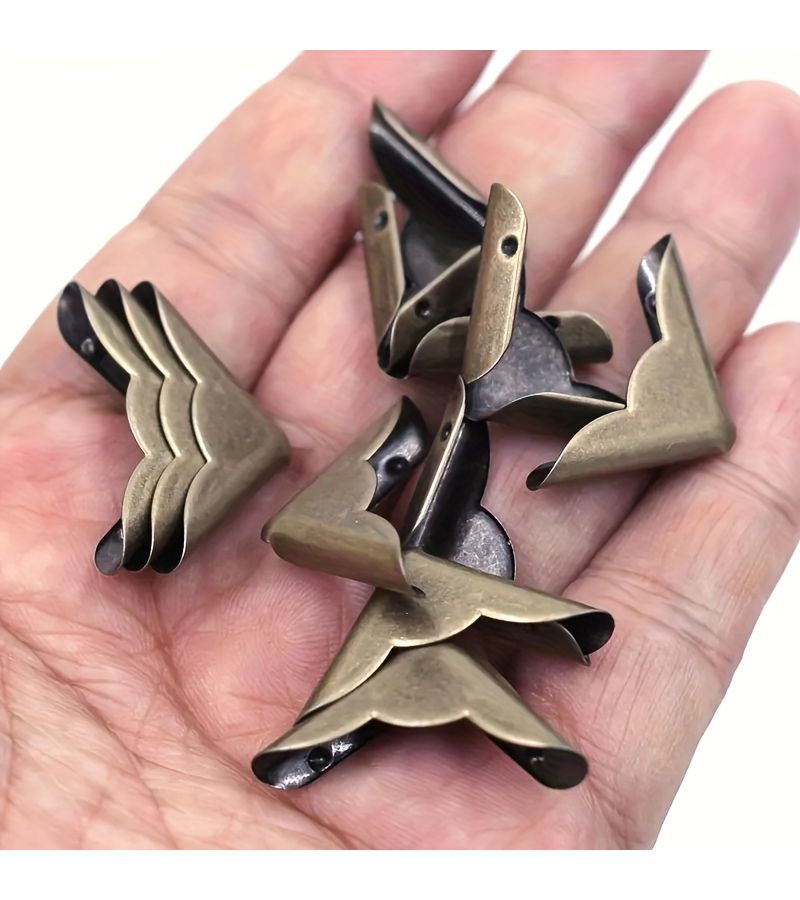 16 Vintage Style Bronze Triangle Corner Protectors For Album Edge Guards - Image 1