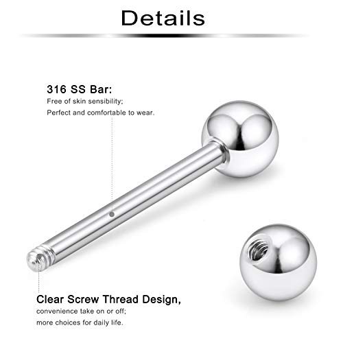 Ftovosyo 16Pcs Tongue Straight Barbell Piercing Jewelry 14G Surgical Steel Tongue Rings Hoop Rings Retainer Piercing Jewelry for Women Men 14MM (9/16 Inch) Silvertone - Image 2