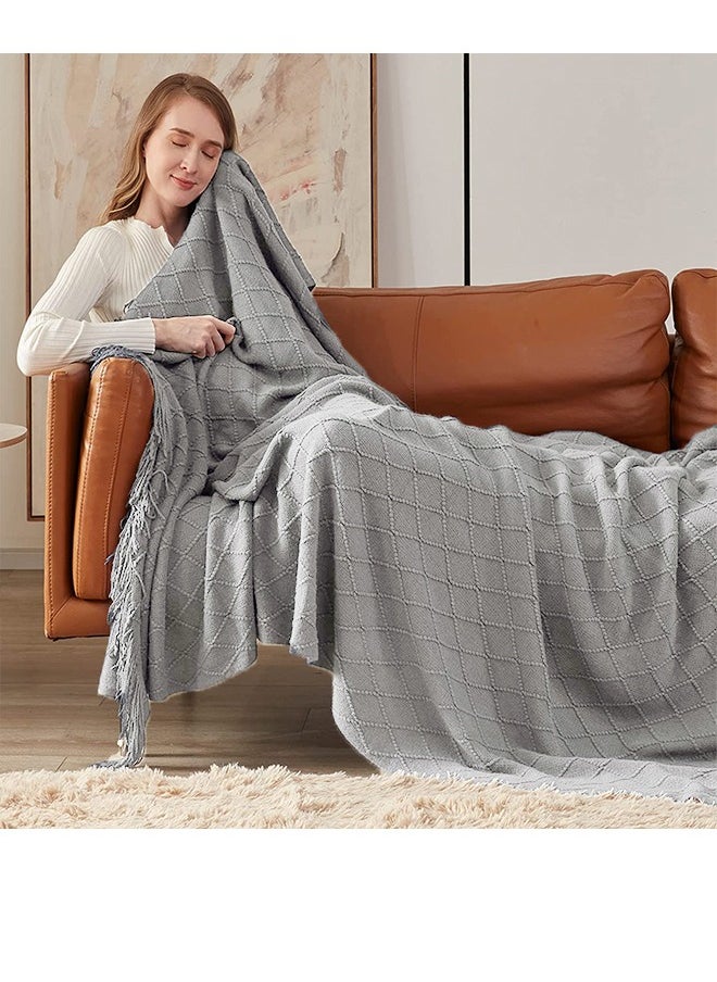 Arabest - High Quality  Soft Sofa Blanket, Light Grey, 127*172CM,Nordic Style, Soft And Wrinkle-Resistant Knitting Craftsmanship, Modern And Simple Furniture - Image 1
