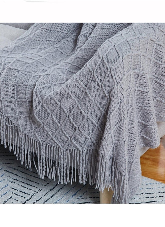 Arabest - High Quality  Soft Sofa Blanket, Light Grey, 127*172CM,Nordic Style, Soft And Wrinkle-Resistant Knitting Craftsmanship, Modern And Simple Furniture - Image 1