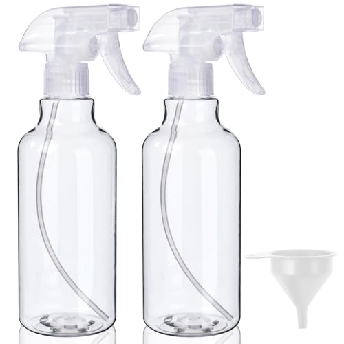 Airbee Plastic Spray Bottles (2-Pack, 16.9 Oz) Heavy Duty Spraying, Mist & Stream, Empty Water Sprayer Bottle for Cleaning Solutions, Essential Oils, Hair, Plants, BBQ, Dog Cat Behavior Correction (Clear) - Image 1