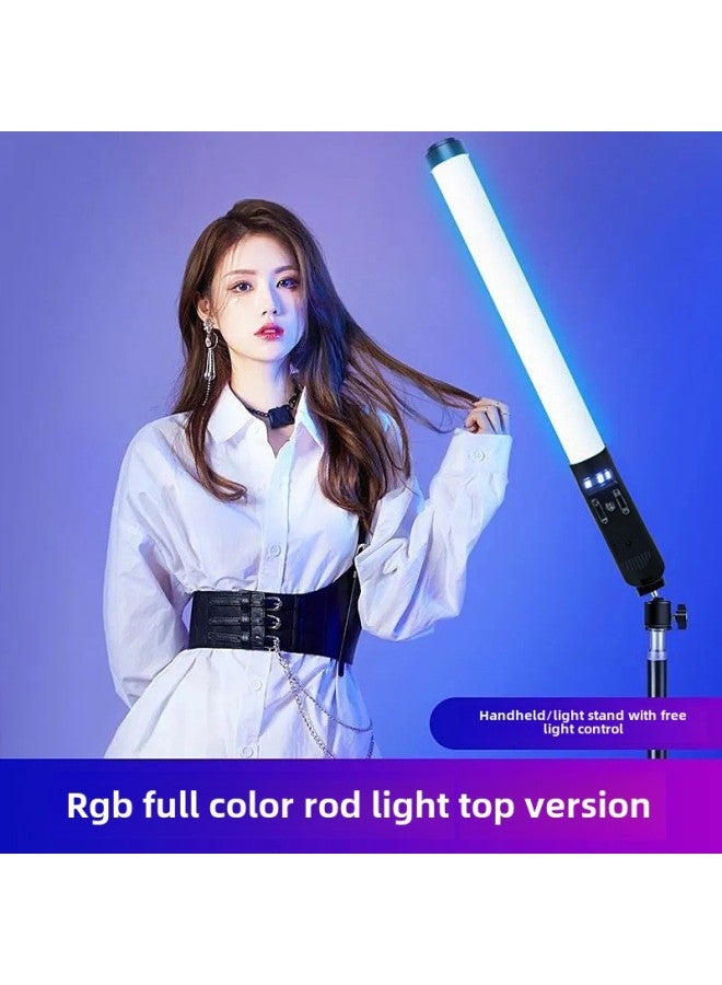 Live Camera LED Fill Light Outdoor Portable Photography Light Indoor RGB Atmosphere Light Handheld Stick Light Fill Light-Light Source Color: (Three Colors Without Baffle + Metal Yuntai +2.1 M Thickened Tripod)  - Image 2